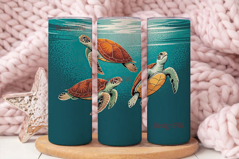 Sea Turtle Glitter 20oz Tumbler Wrap Sublimation DesignSVG 