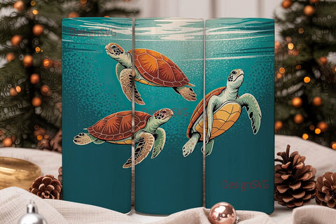 Sea Turtle Glitter 20oz Tumbler Wrap Sublimation DesignSVG 