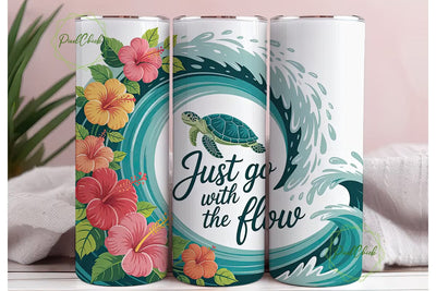 Sea Turtle & Hibiscus 20oz Tumbler Wrap Sublimation PixelChick 