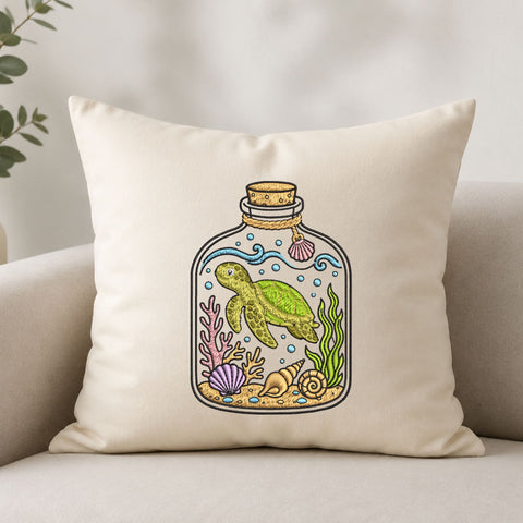 Sea Turtle in a Bottle Machine Embroidery Design – Ocean Marine Life Embroidery File Embroidery/Applique DESIGNS PatternFeed8 