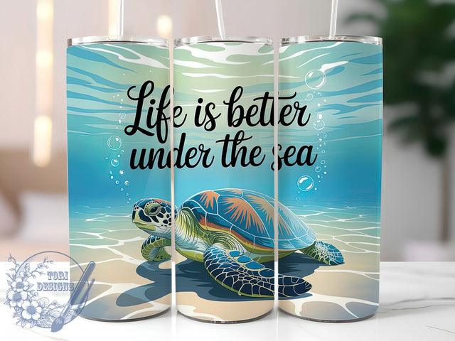 Sea Turtle Life Better 20oz Tumbler, Sea Turtle, Under the Sea, Life is Better, Tumbler Wrap, Sublimation Design, Marine Theme Sublimation ToriDesigns 