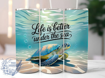 Sea Turtle Life Better 20oz Tumbler, Sea Turtle, Under the Sea, Life is Better, Tumbler Wrap, Sublimation Design, Marine Theme Sublimation ToriDesigns 