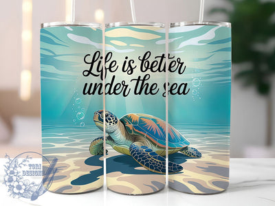 Sea Turtle Life Better 20oz Tumbler, Sea Turtle, Under the Sea, Life is Better, Tumbler Wrap, Sublimation Design, Marine Theme Sublimation ToriDesigns 