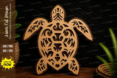 Sea Turtle Mandala Ornament Laser Cut SVG File SVG Regulrcrative 