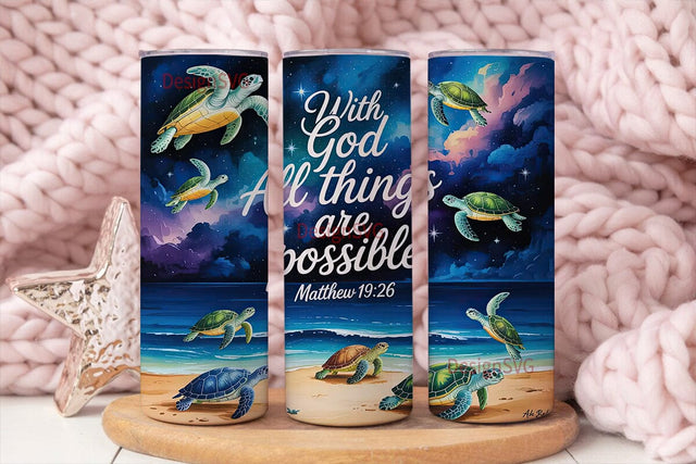 Sea Turtle Night Sky 20oz Tumbler Wrap Sublimation DesignSVG 