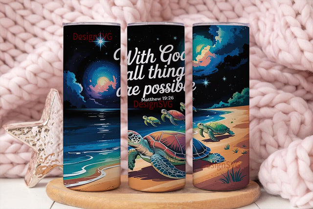 Sea Turtle Night Sky 20oz Tumbler Wrap Sublimation DesignSVG 