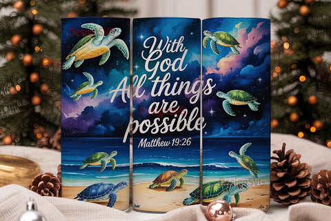 Sea Turtle Night Sky 20oz Tumbler Wrap Sublimation DesignSVG 