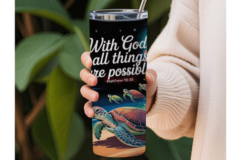 Sea Turtle Night Sky 20oz Tumbler Wrap Sublimation DesignSVG 