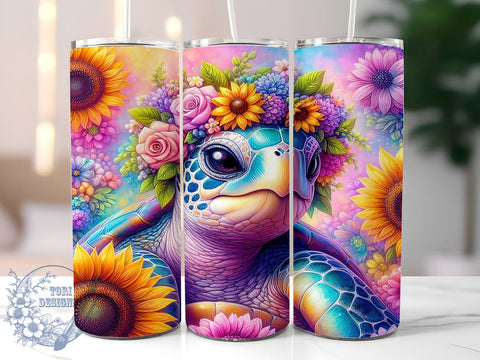 Sea Turtle Ocean 20oz Skinny Tumbler PNG, Summer Tumbler Sublimation Wrap, Straight & Tapered Tumbler Wrap, Instant Digital Download Sublimation ToriDesigns 
