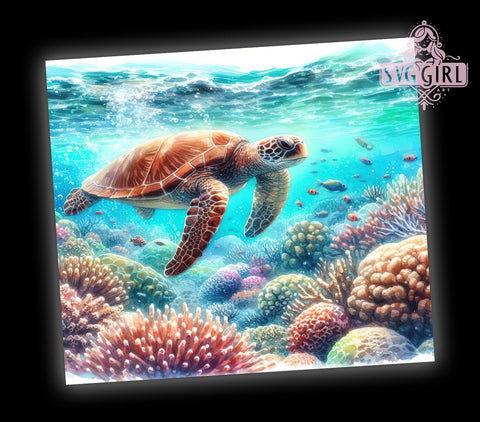 Sea Turtle Ocean 20oz Tumbler Wrap Sublimation Design, Straight Tapered Tumbler Wrap, Summer Tumbler Png, Instant Digital Download Sublimation SvggirlplusArt 