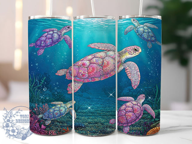 Sea Turtle Ocean Beach Tumbler Wrap, Sea Turtle Wrap, 20oz Tumbler Design, Ocean Theme Sublimation, Turtle Tumbler PNG, Beach Tumbler Wrap, Sea Life Tumbler Sublimation ToriDesigns 