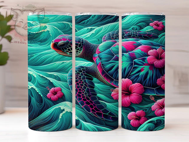 Sea Turtle Ocean Tumbler Wrap Design, Ocean Tumbler Wrap, Tropical Tumbler, 20oz Tumbler Design, Sublimation Wrap, Marine Life Tumbler, Beach Vibes Tumbler Sublimation Lara' s Designs 