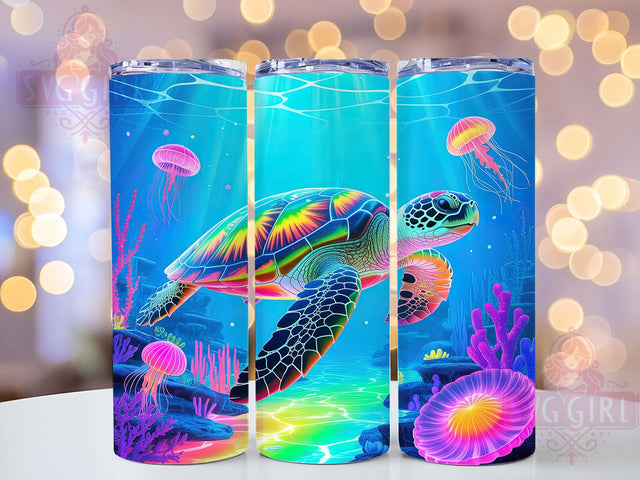 Sea Turtle Ocean Tumbler Wrap, Ocean Lover Design, Sea Life Tumbler, 20Oz Sublimation Wrap, Turtle Art Print, Ocean Theme Design, Tumbler Sublimation Sublimation SvggirlplusArt 