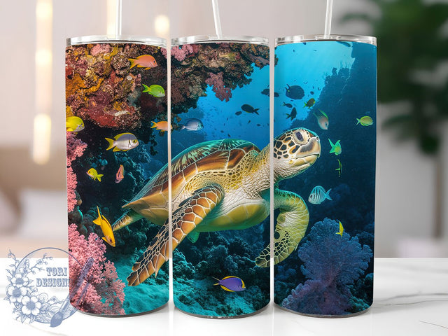 Sea Turtle Ocean Wildlife Tumbler, Sea Turtle Gift, Marine Animal Design, Underwater Theme Cup, Beach Lover Present, Ocean Wildlife Gift, Sublimation Template Sublimation ToriDesigns 