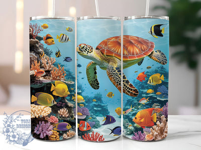 Sea Turtle Ocean Wildlife Tumbler, Sea Turtle Gift, Marine Animal Design, Underwater Theme Cup, Beach Lover Present, Ocean Wildlife Gift, Sublimation Template Sublimation ToriDesigns 