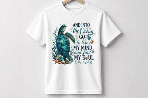 Sea Turtle Quote PNG And Into The Ocean I Go Sublimation PNG SVG BillahCrafts 