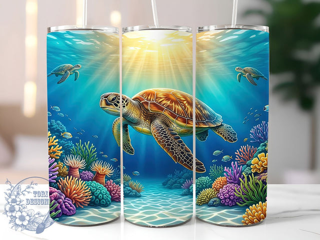 Sea Turtle Reef 20oz Tumbler, Sea Turtle Reef, Sea Turtle, Turtle Reef, 20oz Tumbler, Ocean Tumbler, Reef Tumbler, Tumbler Wrap Sublimation ToriDesigns 