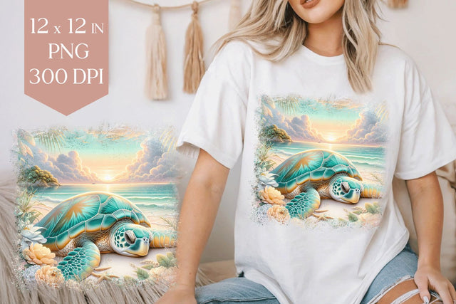 Sea Turtle Shirt PNG, 12x12 Sublimation Design for T-Shirts Sublimation BijouBay 