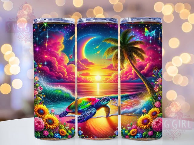 Sea Turtle Sunflower Glitter Tumbler Wrap, Sunflower Glitter Mug, Ocean Turtle Cup, Beach Lover Wrap, Sparkly Nature Design, Coastal Gift Idea, Sublimation Tumbler Wrap Sublimation SvggirlplusArt 