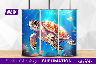 Sea turtle swimming in clear blue ocean Sublimation Regulrcrative 