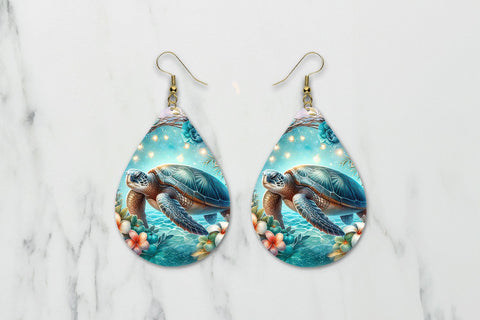 sea turtle teardrop earring sublimation designs Sublimation BijouBay 