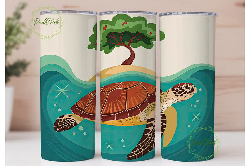 Sea Turtle & Tree of Life Tumbler Wrap Sublimation PixelChick 