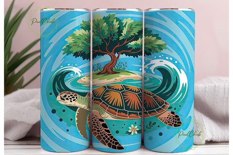 Sea Turtle & Tree of Life Tumbler Wrap Sublimation PixelChick 