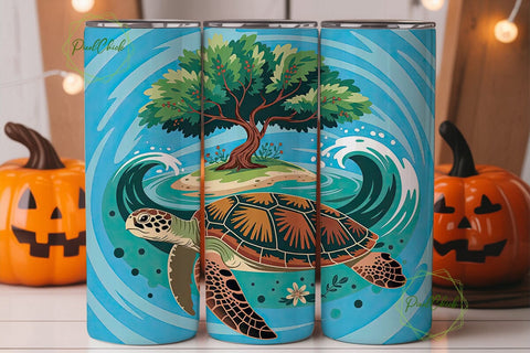 Sea Turtle & Tree of Life Tumbler Wrap Sublimation PixelChick 