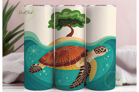 Sea Turtle & Tree of Life Tumbler Wrap Sublimation PixelChick 