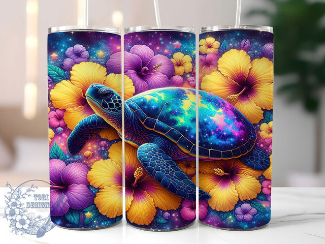 Sea Turtle Tropical Beach 20oz Tumbler, Tropical Tumbler, Hibiscus Tumbler, Ocean Tumbler, Beach Tumbler, 20oz Sublimation Wrap, Coastal Tumbler Sublimation ToriDesigns 