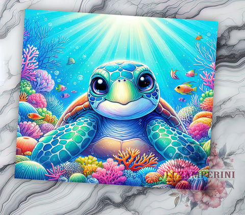 Sea Turtle Tumbler, Ocean Lover Gift, Sublimation Wrap, Marine Life Decor, 20oz Tumbler, Beach Theme, Sea Life Drinkware Sublimation Li Zamperini 