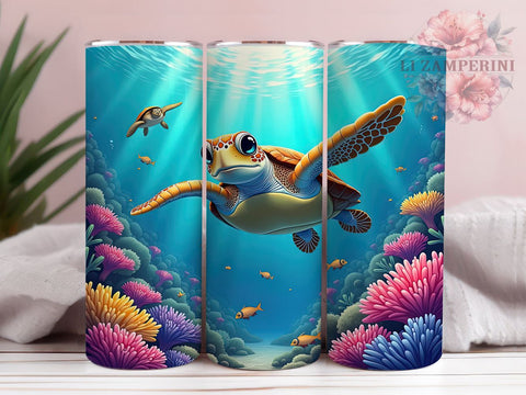 Sea Turtle Tumbler, Ocean Lover Gift, Sublimation Wrap, Marine Life Decor, 20oz Tumbler, Beach Theme, Sea Life Drinkware Sublimation Li Zamperini 