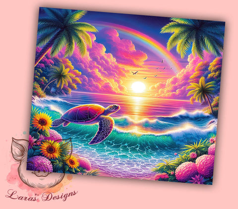 Sea Turtle Tumbler, Sunflower Tumbler, 20oz Tumbler, Sublimation Wrap, Ocean Theme Tumbler, Beach Decor, Turtle Lover Gift Sublimation Lara' s Designs 