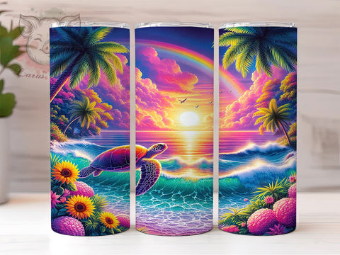 Sea Turtle Tumbler, Sunflower Tumbler, 20oz Tumbler, Sublimation Wrap, Ocean Theme Tumbler, Beach Decor, Turtle Lover Gift Sublimation Lara' s Designs 