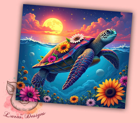 Sea Turtle Tumbler, Sunflower Tumbler, 20oz Tumbler, Sublimation Wrap, Ocean Theme Tumbler, Beach Decor, Turtle Lover Gift Sublimation Lara' s Designs 