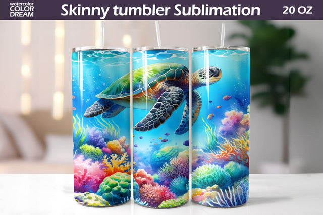 Sea Turtle Tumbler Wrap | Sea Animal Tumbler Sublimation Sublimation WatercolorColorDream 