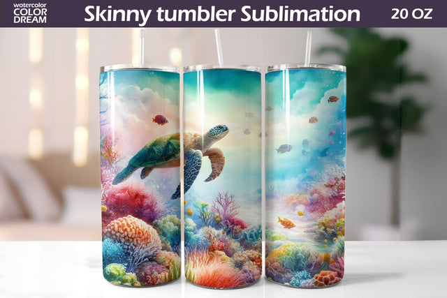 Sea Turtle Tumbler Wrap | Sea Animal Tumbler Sublimation Sublimation WatercolorColorDream 