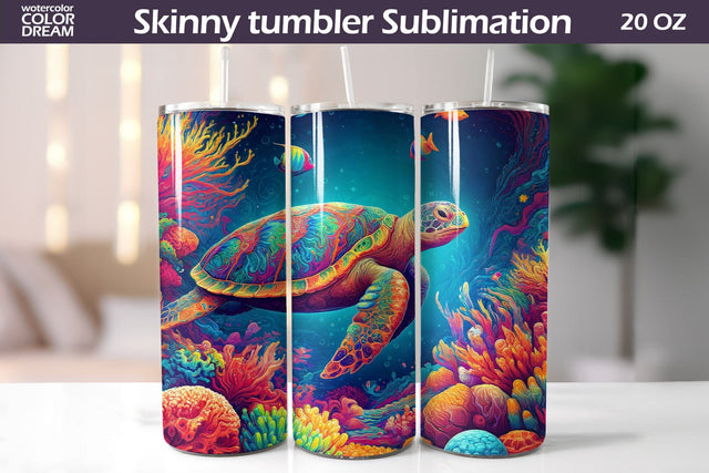 Sea Turtle Tumbler Wrap | Sea Animal Tumbler Sublimation Sublimation WatercolorColorDream 