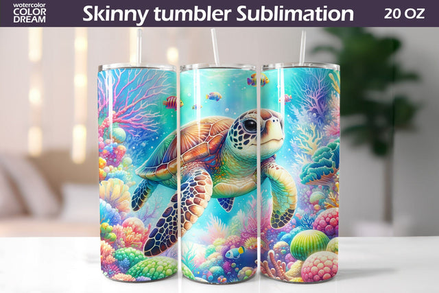 Sea Turtle Tumbler Wrap | Sea Animal Tumbler Sublimation Sublimation WatercolorColorDream 