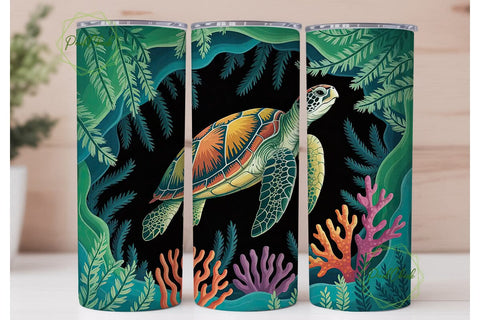 Sea Turtle Underwater 20oz Tumbler Wrap Sublimation PixelChick 