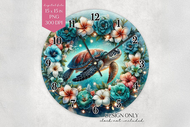 Sea Turtle Wall Clock Sublimation Design PNG Sublimation BijouBay 