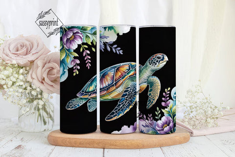 Sea Turtle Watercolor 20oz Tumbler Wrap Sublimation sassyprint 