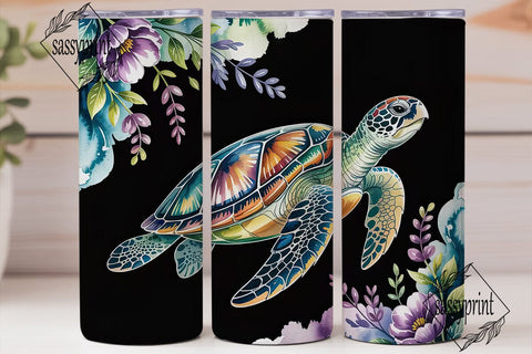 Sea Turtle Watercolor 20oz Tumbler Wrap Sublimation sassyprint 