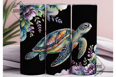 Sea Turtle Watercolor 20oz Tumbler Wrap Sublimation sassyprint 