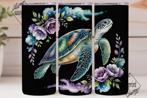 Sea Turtle Watercolor 20oz Tumbler Wrap Sublimation sassyprint 