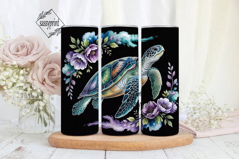 Sea Turtle Watercolor 20oz Tumbler Wrap Sublimation sassyprint 