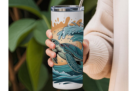 Sea Turtle Wave 20oz Tumbler Wrap Sublimation DesignSVG 