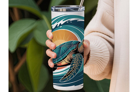 Sea Turtle Wave 20oz Tumbler Wrap Sublimation DesignSVG 