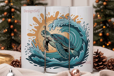 Sea Turtle Wave 20oz Tumbler Wrap Sublimation DesignSVG 