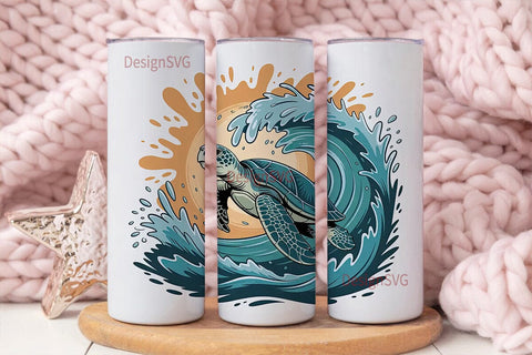 Sea Turtle Wave 20oz Tumbler Wrap Sublimation DesignSVG 
